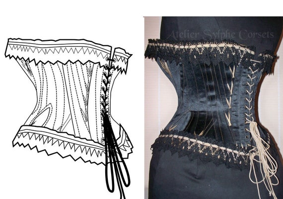 REF G PDF Digital File Black Satin 5x2 Gussets Antique Corset Pattern Style  Hand Drafted From Antique 26 Inches Waist Size -  Sweden