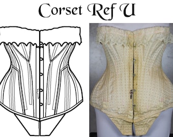 REF U PDF digital Antique Edwardian corset pattern 27.50 inches waist size