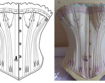 REF M PDF Digital file pattern for young girl antique gussets corset hand drafted  23.60 inches waist size