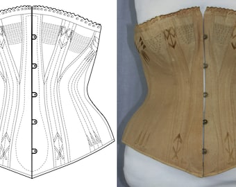 REF CIRCE, PDF Digital file antique corset pattern 32 inches waist size