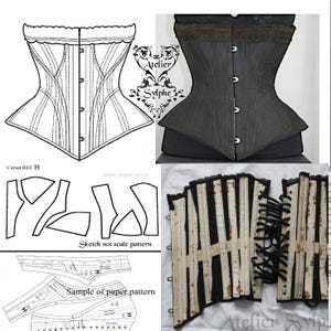 REF H PDF Digital file antique corset pattern and pictures a la spirite 18 inches 1882