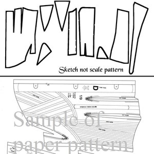 REF D PDF Digital file corset pattern from antique transitional mid XIX century period 26 inches waist size image 3