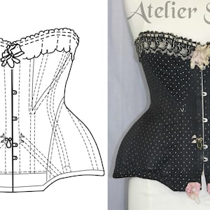 REF LILAS PDF Digital file antique edwardian corset pattern and pictures 28.8 inches waist size