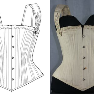 REF TANES PDF Digital file antique young girl corset pattern 19 inches waist size