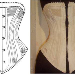 REF P PDF Digital file corset pattern from antique corded bust corset spoon busk style 24 inches waist size