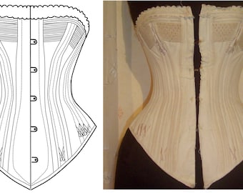 REF P PDF Digital file corset pattern from antique corded bust corset spoon busk style 24 inches waist size