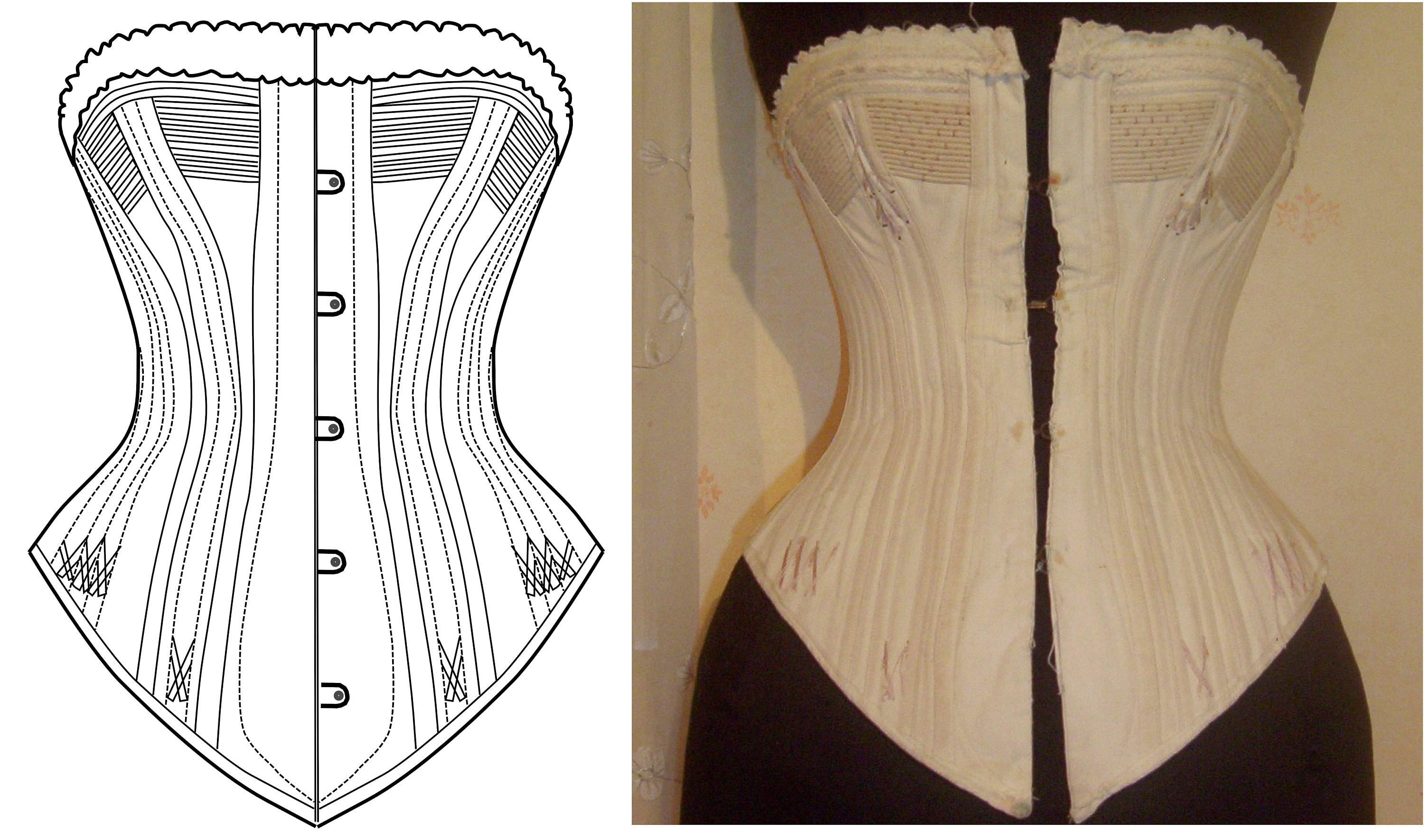 REF DYANI PDF Digital File Antique Edwardian Corset Pattern With Gussets,  23.8 Inches Waist Size 