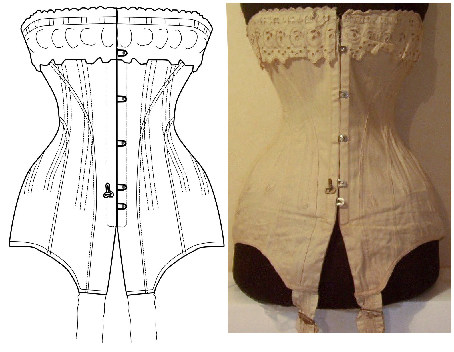 REF L PDF digital Long line corset pattern early 1900 style Etsy