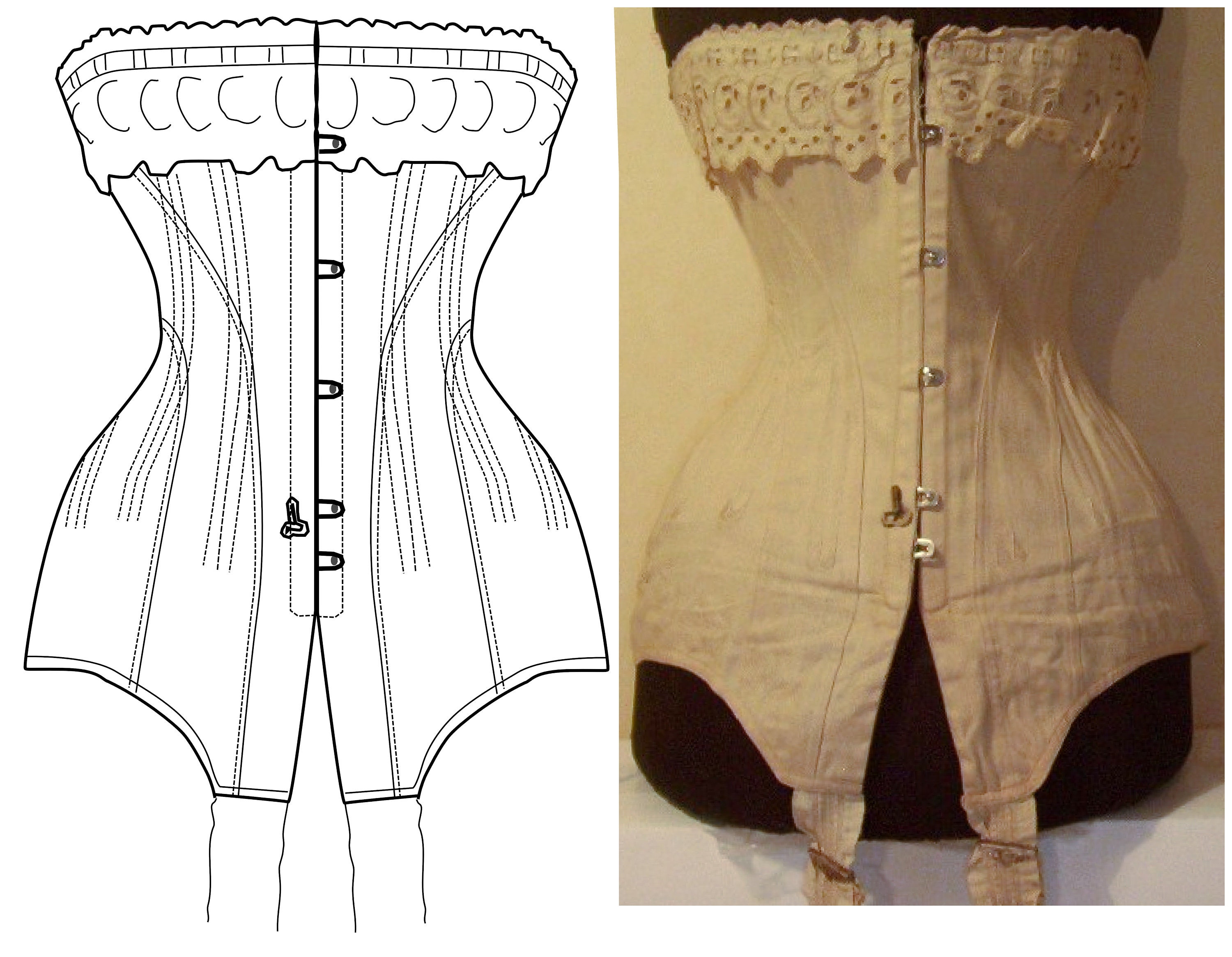 Late 1890s Corset Sewing Pattern Bust Sizes 32-48 Past Patterns Original  Fully-Boned, 0213