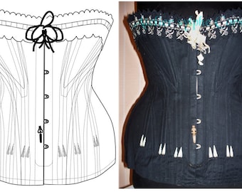 Ref E PDF Digital file antique corset pattern and pictures 29 inches waist size