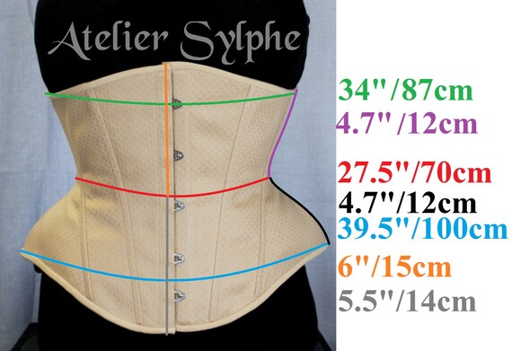 27 5 Inches Waist Size Underbust Boned Coutil Corset Dark Etsy