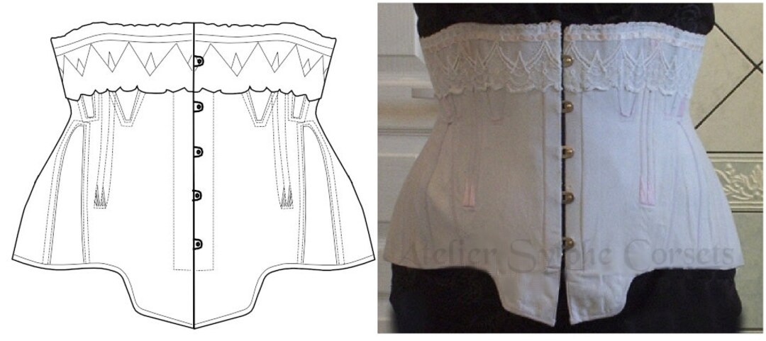 Ref B PDF Digital File Pattern Drafted From Antique Short Corset 32.30 Inches  Waist Size. 