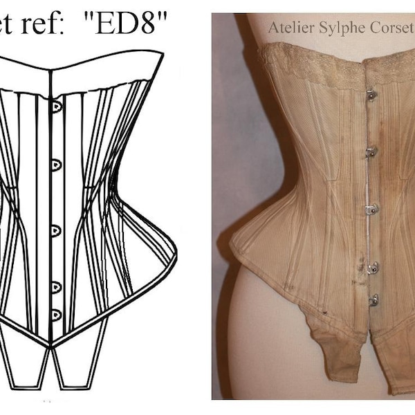 REF ED8 PDF Digital file S curve Edwardian corset pattern drafted from antique early XXe century 21 inches waist size