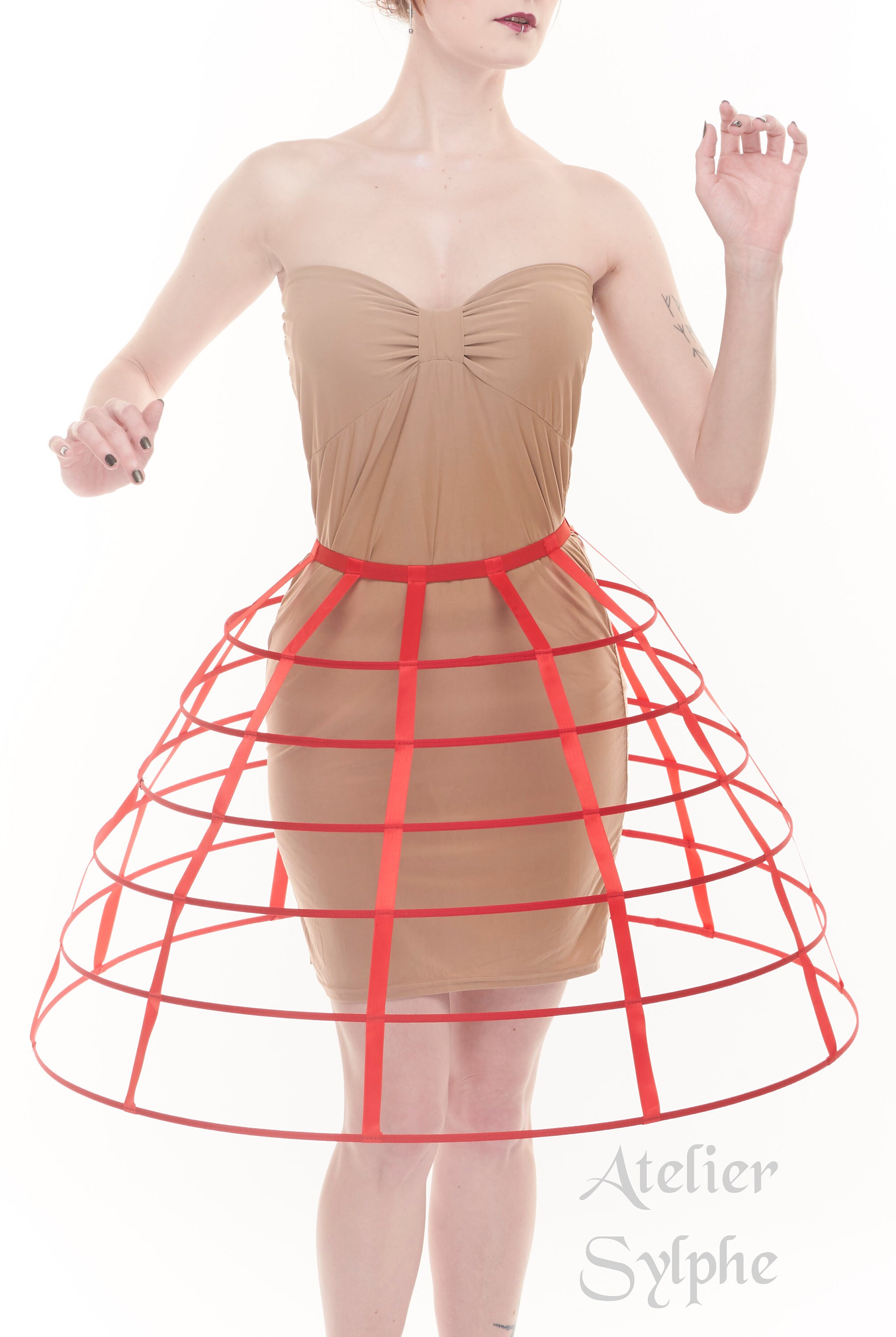 Red Color Hoop Cage Skirt Long Pannier 6 Rows Plastic Boned Etsy