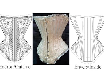 REF K PDF Digital file pattern from antique Edwardian corset for seamstress reproduction 21 inches waist size