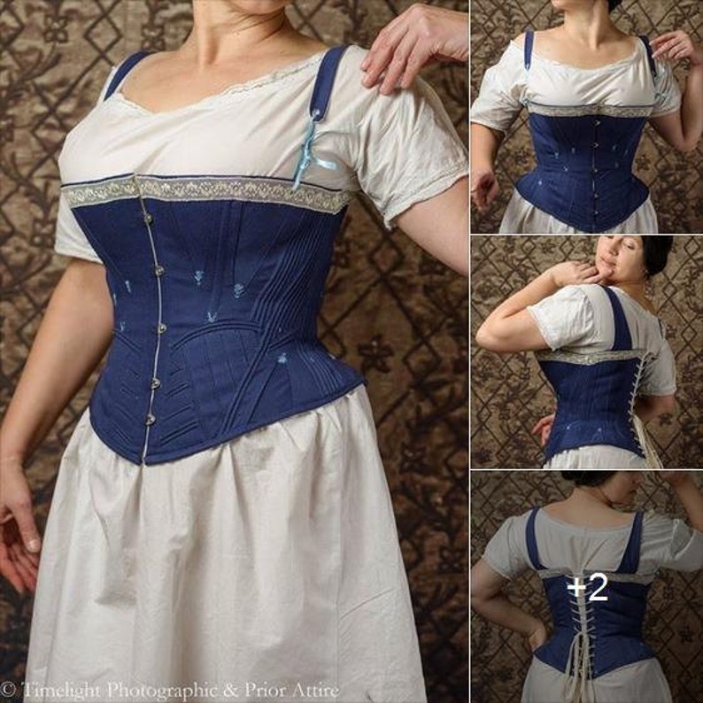 REF D PDF Digital file corset pattern from antique transitional mid XIX century period 26 inches waist size image 9