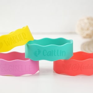 Personalized Anti-Slip Sippy Cup Labels in Gift Box,Custom Engraved Silicone Bottle Bands,Bottle Bands for Kid,Custom Silicone Bottle labels