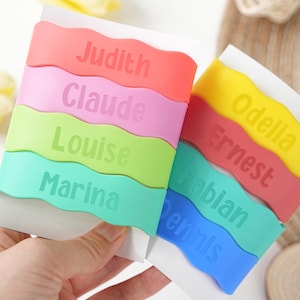 Custom Silicone Bottle labels,Bottle Bands for Kid,Cup label bands,Personalized Labels,Cup label bands,Daycare Name Label,Water Bottle Band