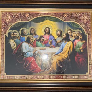 The Last Supper Icon 18x14inches thick wood frame