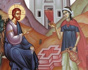 Samaritan Woman at the well 8x10in Handcrafted Icon