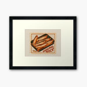 Vintage Retro Sardine Tin Stamp Print Nostalgic Kitchen Wall Art