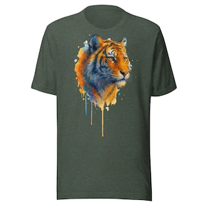Watercolor Tiger T-Shirt, Artistic Tiger Graphic Tee, Wildlife Animal Lover Shirt, Vibrant Jungle Cat Gift, Unisex Nature Art Tee
