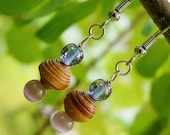 Earrings with Maine Birch Bark Bead and Glass Bead Accents/ Native American Made