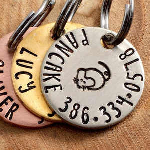 Mouse Cat ID Tag - Petite Cat or dog Tag - 3/4&quot; pick your color Pet ID Tag - Personalized Cat ID Tag - Custom Pet Tag
