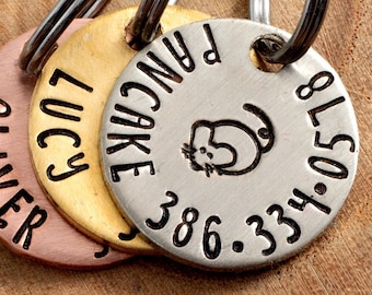 Etiqueta de identificação para gato e rato - Etiqueta pequena para gato ou cachorro - 3/4" escolha sua cor Etiqueta de identificação para animais de estimação - Etiqueta de identificação de gato personalizada - Etiqueta personalizada para animais de estimação