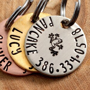 Frog Pet ID Tag - Petite Cat or dog Tag - 3/4&quot; pick your color Pet ID Tag - Personalized Cat ID Tag - Custom Pet Tag