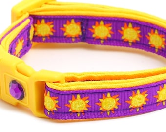 Sun Cat Collar - Suns on Purple - Breakaway Cat Collar - Kitten or Large size B53D159