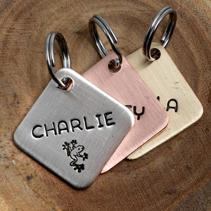 Frog Pet Tag - Small 25/32&quot; (20 mm) - pick your color Dog ID Tag - Personalized Cat ID Tag - Custom Pet Tag - Square Pet ID Tag