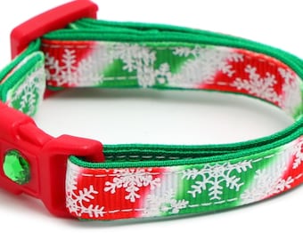 Snowflake Cat Collar - Classic Snowflakes on Christmas Tie Dye - Breakaway Cat Collar - Kitten or Large Size B142D123