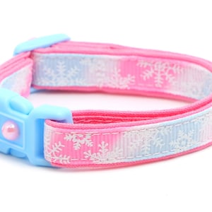 Snowflake Cat Collar - Classic Snowflakes on Winter Tie Dye - Breakaway Cat Collar - Kitten or Large Size B79D240