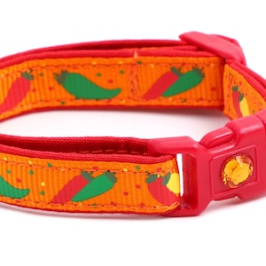 Pepper Cat Collar - Spicy Peppers on Orange - Breakaway Safety - B131D240