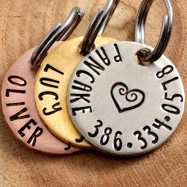 Heart Pet ID Tag - Petite Cat or dog Tag - 3/4" pick your color Pet ID Tag - Personalized Cat ID Tag - Custom Pet Tag