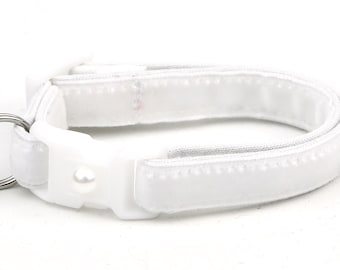 Soft Velvet Cat Collar - Pure White - Kitten or Large Size B20D171