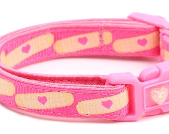 Doctor Cat Collar - Bandages on Pink - Breakaway - Safety - B18D62