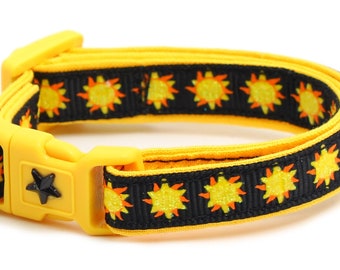 Sun Cat Collar - Suns on Black - Breakaway Cat Collar - Kitten or Large size B38D159