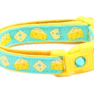 Cheese Cat Collar - Cheese on Aqua - Breakaway Safety - B125D276