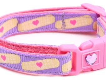 Doctor Cat Collar - Bandages on Purple - Breakaway - Safety - B162D62
