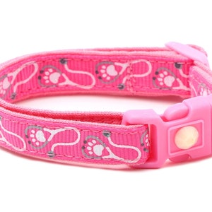 Doctor Cat Collar - Stethoscopes on Pink - Breakaway - Kitten or Large Size B9D186