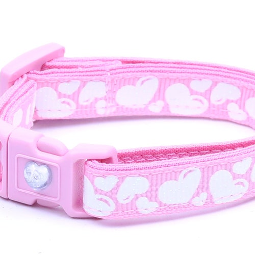 Valentines Day Cat Collar Linked Hearts on Pink Safety Etsy
