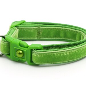 Soft Velvet Cat Collar - Granny Smith Apple Green  - Kitten or Large Size B55D153