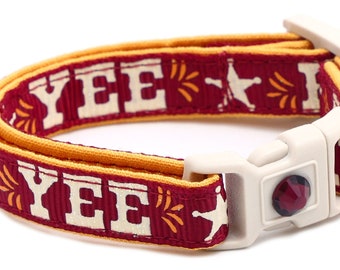 Cowboy Cat Collar - Yee Haw on Red - Safety - Breakaway Cat Collar B40D123