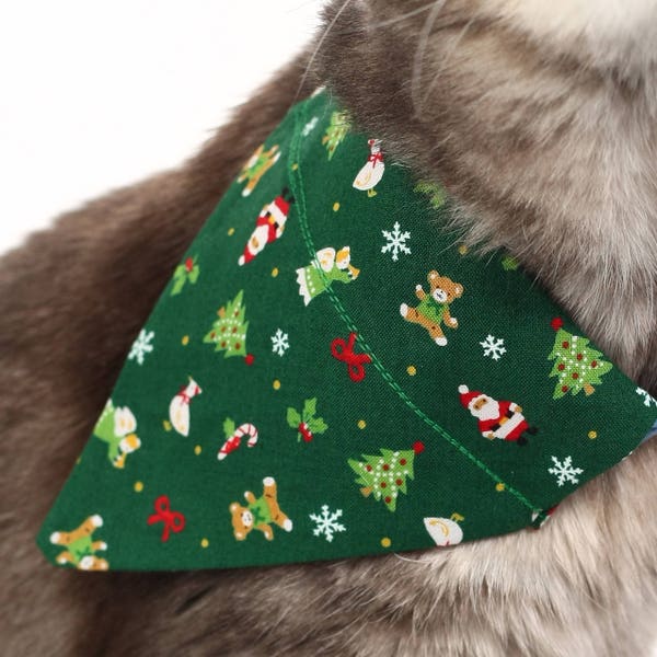 PET-Halstuch - Weihnachts-Icons auf grün - Haustier - Kragen-Abdeckung - Weihnachten