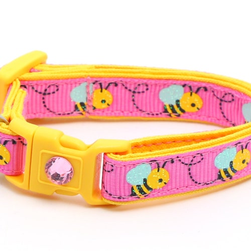 Smiling Bumble Bees Over the Collar Dog Bandana That Slips onto Their Existing Collar Size Large 