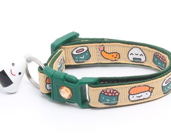 Sushi Cat Collar - Sushi Rolls on Ginger - Breakaway Safety - B16D200