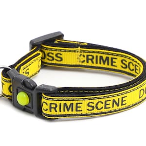 Trouble Maker Cat Collar - Crime Scene Do Not Cross on Yellow - Safety Breakaway - B3D129