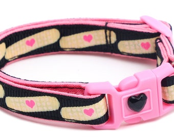Doctor Cat Collar - Bandages on Black - Breakaway - Safety - B43D62